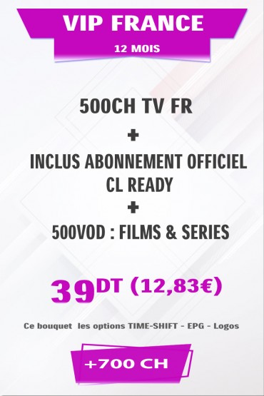 Abonnement IPTV France +500TV tunisie