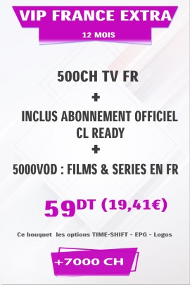 Abonnement IPTV France EXTRA +500TV + FULL VOD 4K & 3D tunisie
