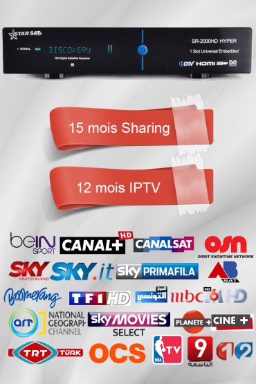 Récepteur Starsat 2000HD Hyper + 15 mois GSHARE + 12 mois IPTV AIRYSAT tunisie